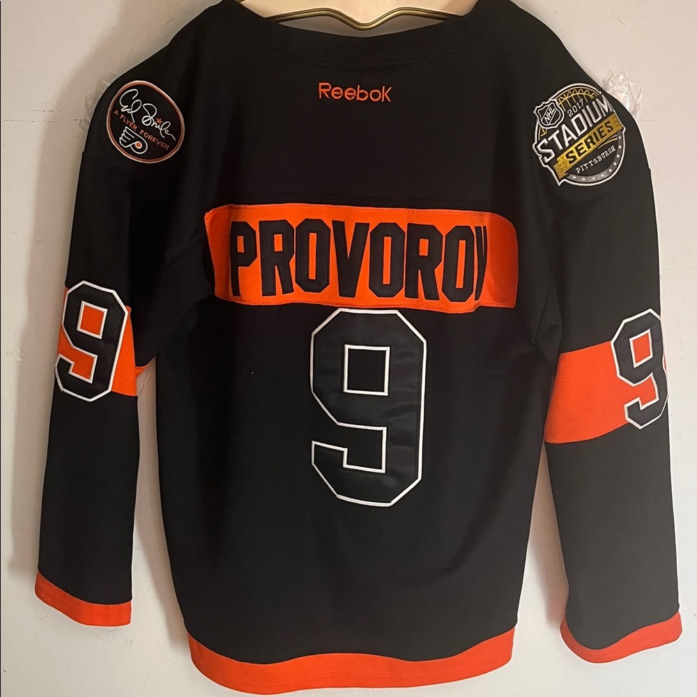 Flyers Ivan Provorov #9 Hockey Jersey 2017 Stadium Series Flight Strap Sz 56